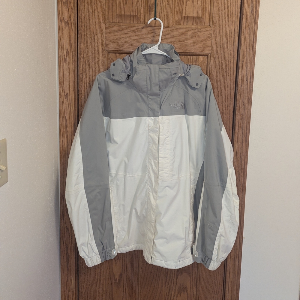 The North Face Women's LG Gray and White Full Zip Up HyVent AL4S Jacket